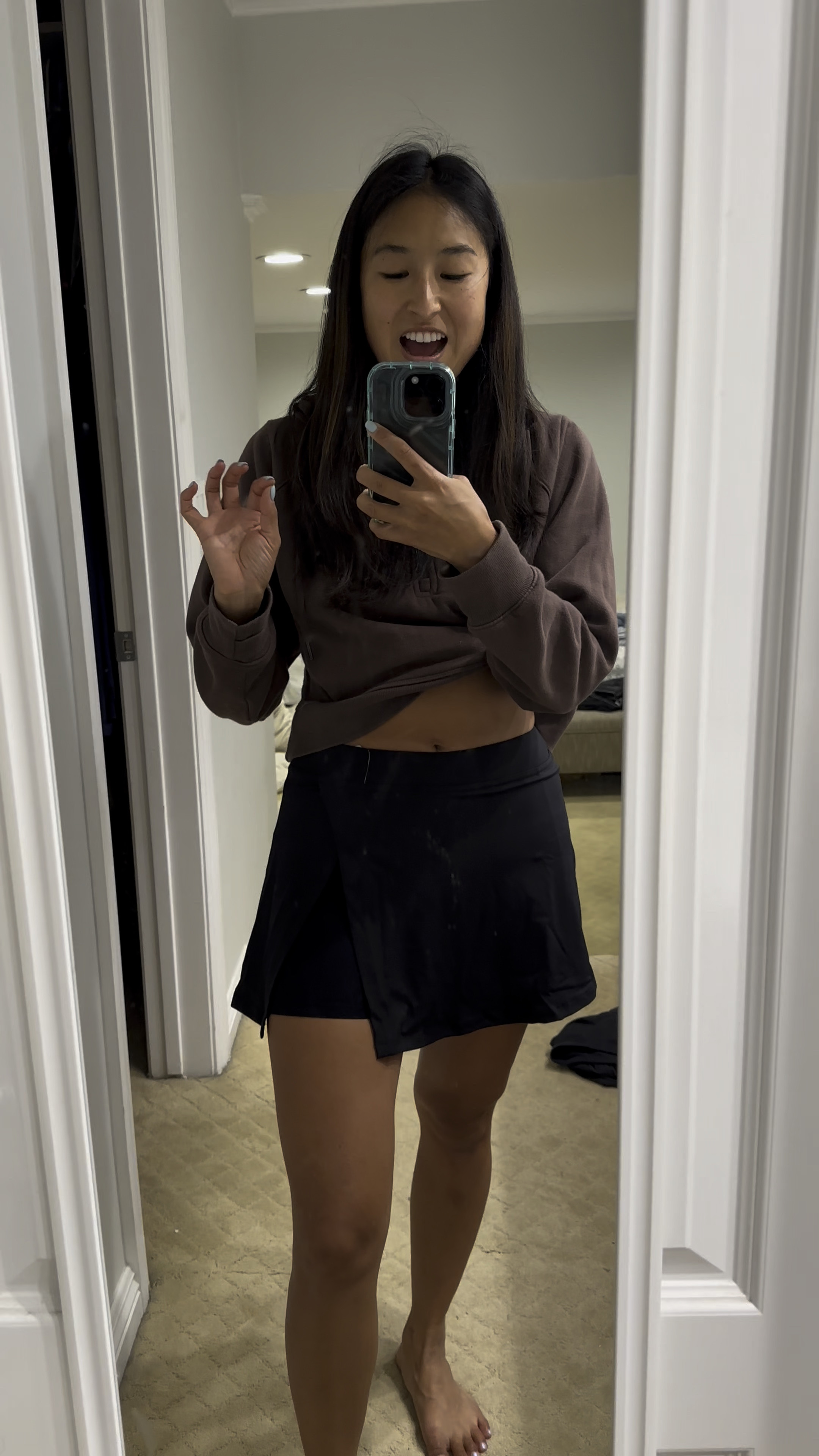 My last athletic skort has deteriorated after like 10 years of use, so I’m in the market for a new one. This one is cute because it has the split front and flowy skirt the back. The built in shorts have pockets on both sides too! They’re a little snug in the XS, which is good if you’re moving around a lot.

#LTKVideo #LTKFindsUnder50 #LTKFitness