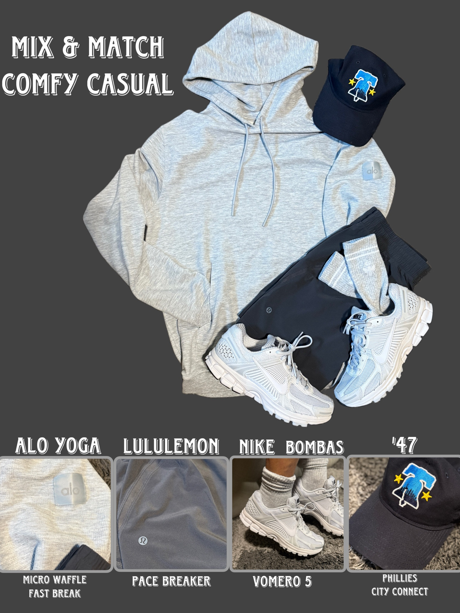 Mix and match athleisure is the best. Layering textures and color can elevate the most simple look. What do you think? #athleisure #casualoutfit #lululemon #targetfind #aloyoga #nike #vomero5 #menssocks #casualstyle #menscasualoutfit

#LTKActive #LTKMens #LTKFitness