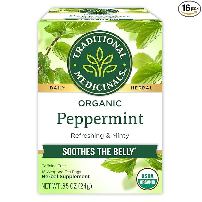 Traditional Medicinals Tea, Organic Peppermint, Soothes Your Belly, Refreshing & Minty, 16 Tea Ba... | Amazon (US)