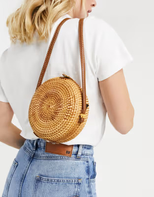 ASOS DESIGN Emma circular rattan cross body bag | ASOS (Global)