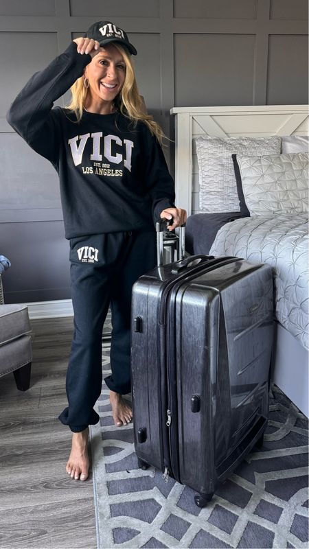 All cozy in my Vici sweats head to toe for our family road trip! Baseball cap, crew neck sweatshirt and sweatpants (S).

#LTKtravel #LTKover40 #LTKSeasonal