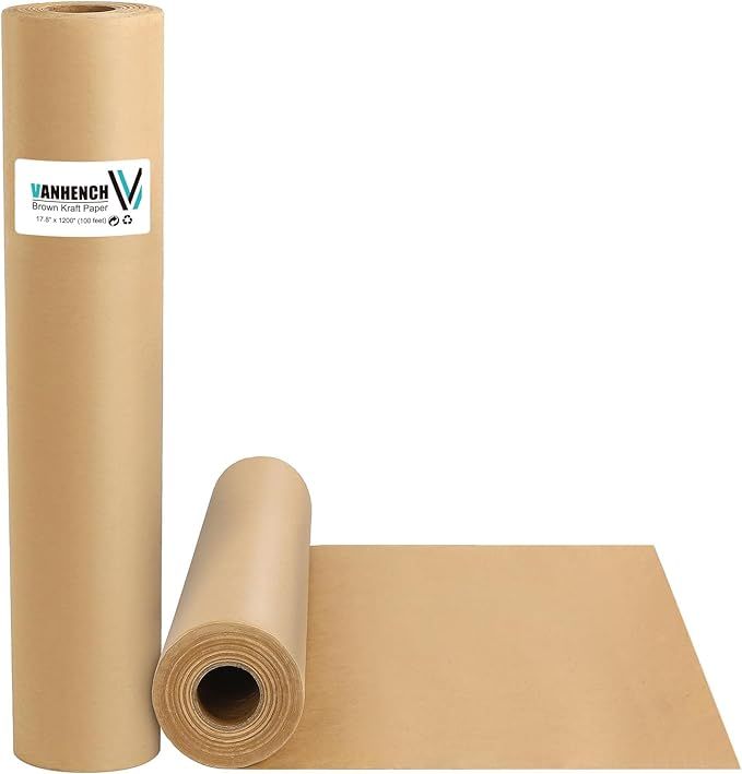 Vanhench Brown Wrapping Paper, Craft Paper, Kraft Paper Roll 17.8"x 1200"(100'), Gift Wrapping Bu... | Amazon (US)