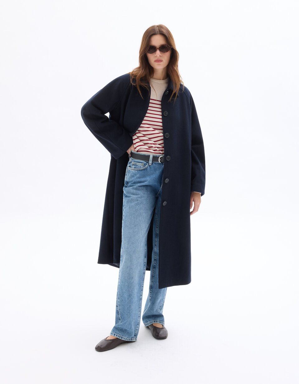 Manteau long en laine mélangée - marine | Celio FR