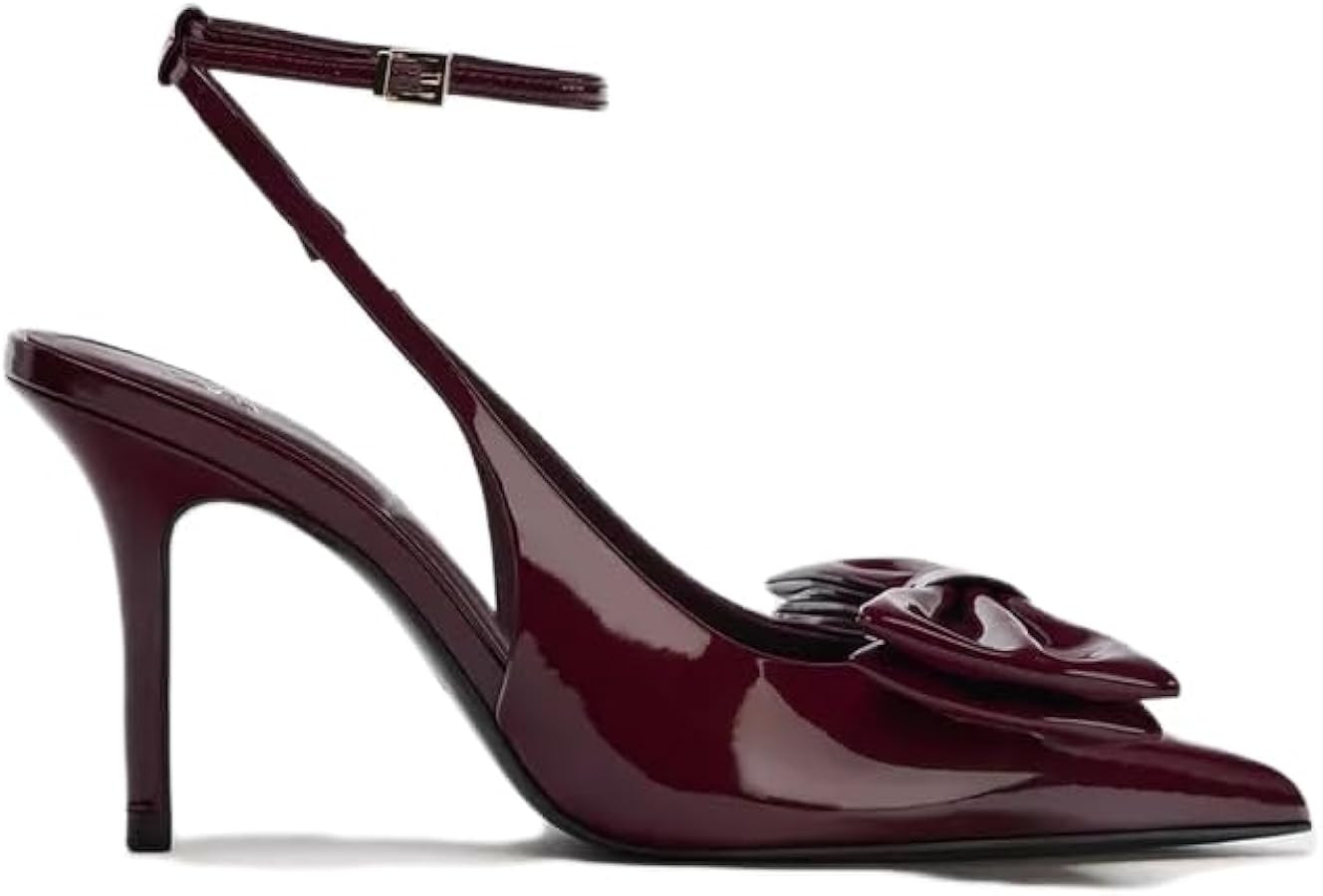 Slingback Pumps for Women Elegant Patent Leather Pump Pointed Toe Bow Detail – Versatile Heels ... | Amazon (US)