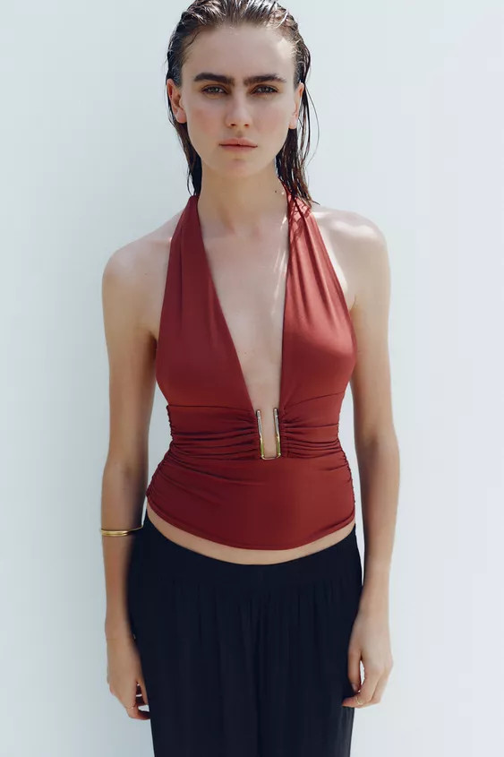 DRAPED HALTER TOP | Zara US
