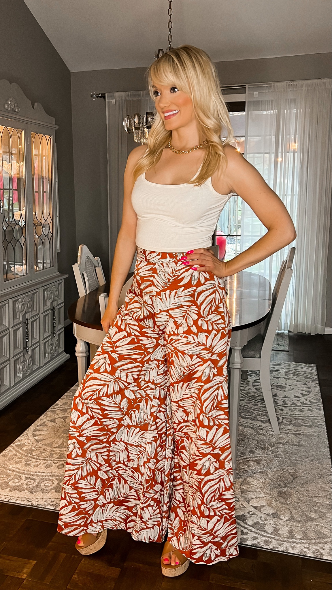 Tropical print palazzo pants - wide leg pants - cork platforms - resort wear - vacation outfit - trendy - Amazon fashion - Amazon finds 

#LTKtravel #LTKunder50 #LTKshoecrush