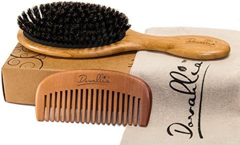 Boar Bristle Hair Brush Set for Women and Men - Designed for Thin and Normal Hair - Adds Shine an... | Amazon (US)