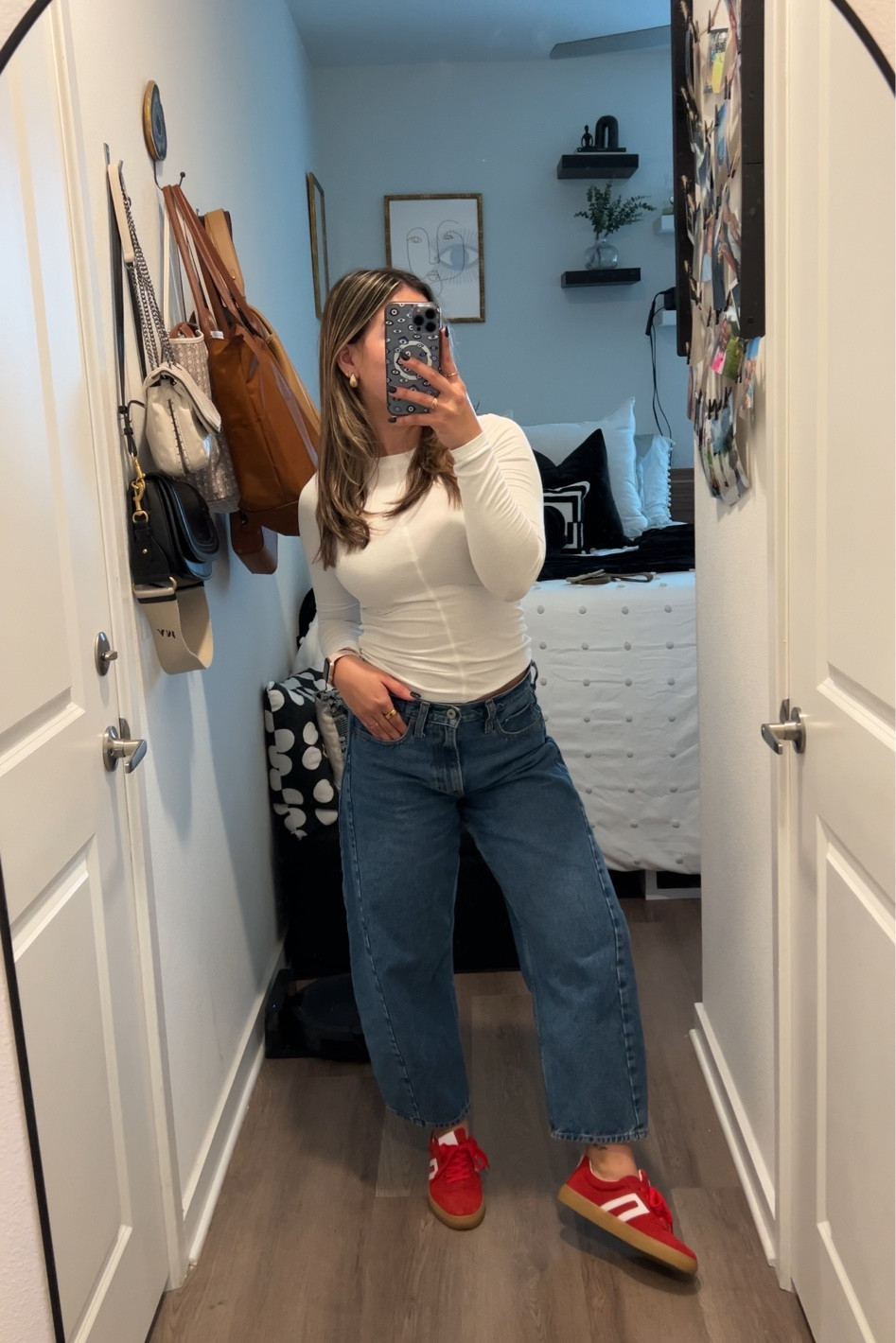 CASUAL OUTFIT 🌶️🍓♥️🍒 

barrel jeans, casual outfit, red details, everyday outfit, outfit for class, errands run

#LTKStyleTip #LTKFindsUnder100 #LTKFindsUnder50