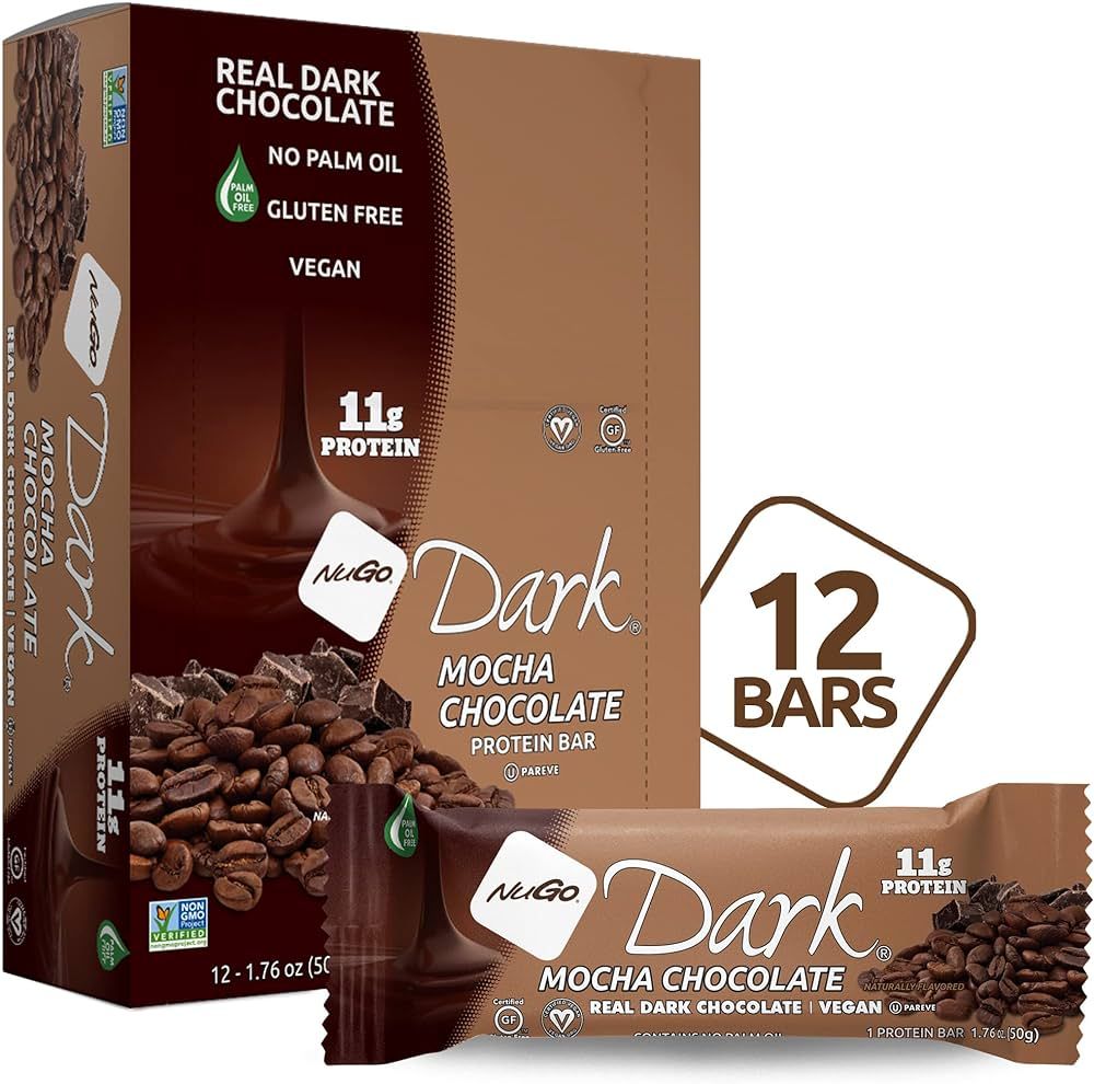 NuGo Dark Mocha Chocolate, 11g Vegan Protein, 200 Calories, Gluten Free,12 Count (Pack of 1) | Amazon (US)