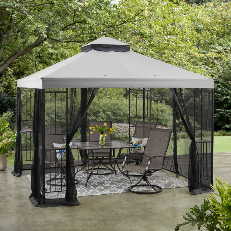 Mainstays 10' x 10' Grey Easy Assembly Steel Garden Gazebo | Walmart (US)
