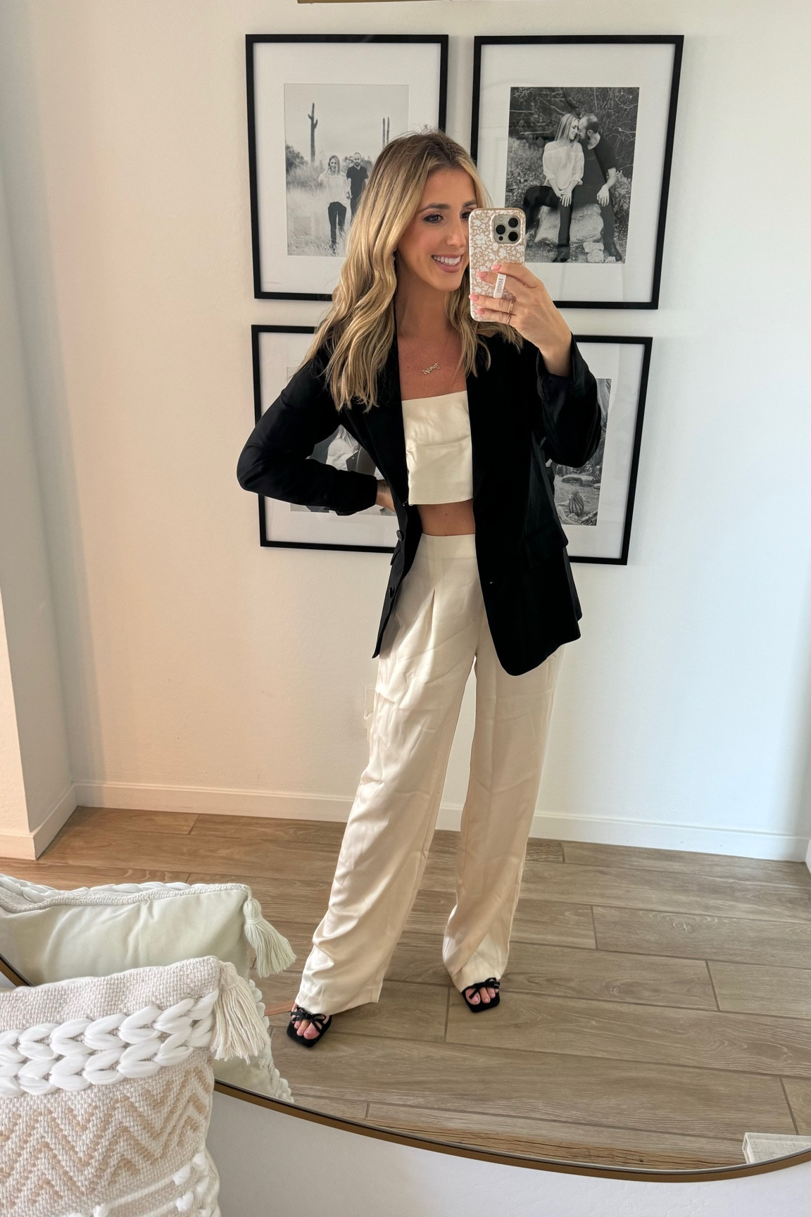 The set from Reformation is so good! Runs true to size. Blazer is Amazon and shoes are Jeffrey Campbell, also TTS   

#LTKShoeCrush #LTKStyleTip #LTKWorkwear