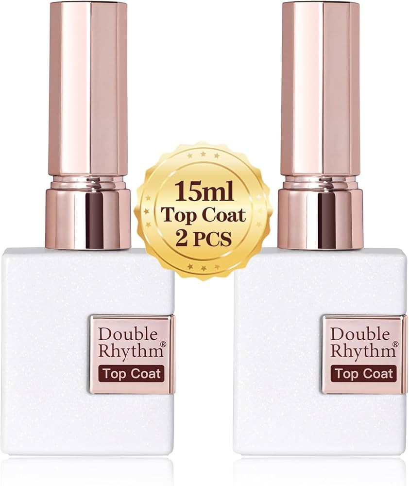 Double Rhythm 2 Pcs 15ML No Wipe Gel Top Coat and Base Coat Set Clear Glossy Gel Polish Kit Soak ... | Amazon (US)