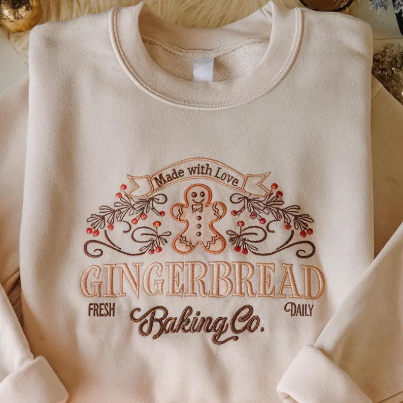 Embroidered Vintage Gingerbread Bakery Sweatshirt, Gingerbread Sweatshirt, Christmas Cookie Crewn... | Etsy (US)