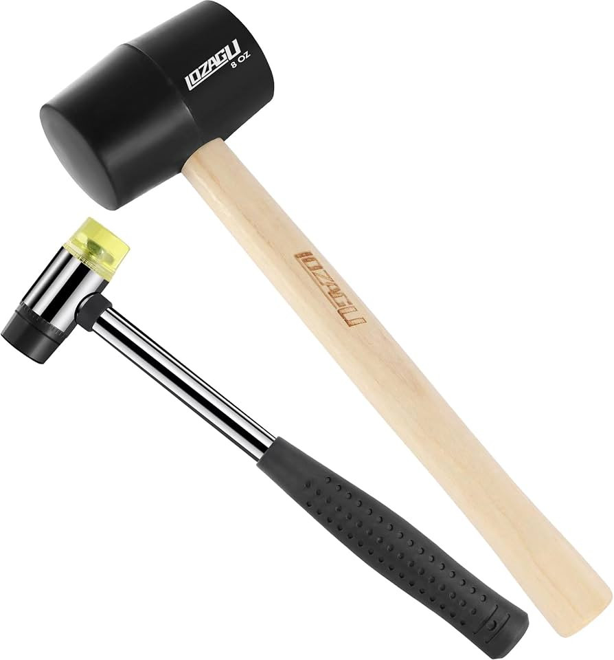 2-Pack Rubber Mallet Hammer Set, 8oz & 25mm Small Rubber Mallet Hammer Tool, Rubber Mallet for Fl... | Amazon (US)