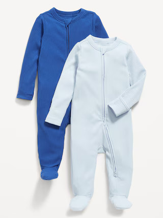 Sleep &amp; Play 2-Way-Zip Footed One-Piece 2-Pack for Baby | Old Navy (US)