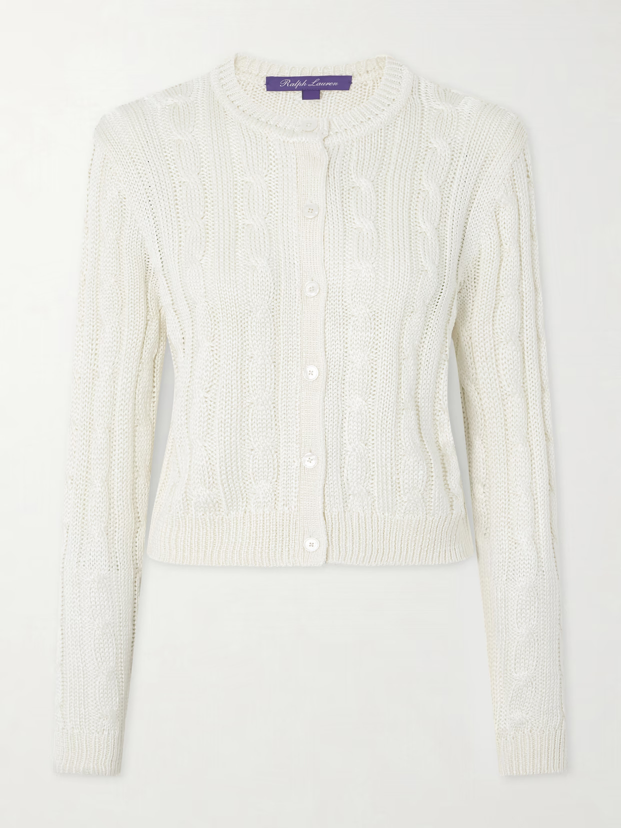 Ralph Lauren Collection - Cable-knit Silk Cardigan - Neutrals | NET-A-PORTER (US)