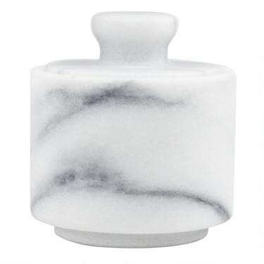 White Marble Salt Cellar with Lid | World Market
