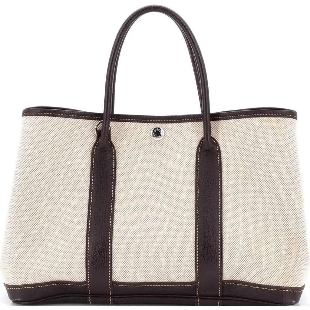 Pre-Owned Hermes Garden Party Tote Toile and Leather 30 in Cocaon at Nordstrom, Size Small | Nordstrom