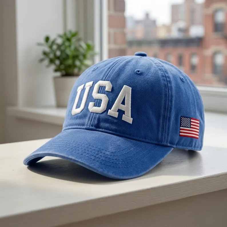 USA Embroidered Washed Cotton Cap, Patriotic Independence Day Baseball Hat | Etsy (Global)