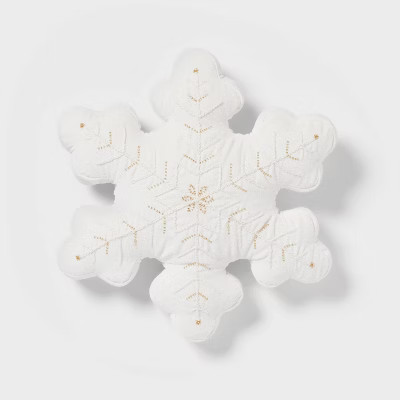 16''x16'' Snowflake Shaped Trad Holiday Decorative Pillow Ivory - Threshold™ | Target