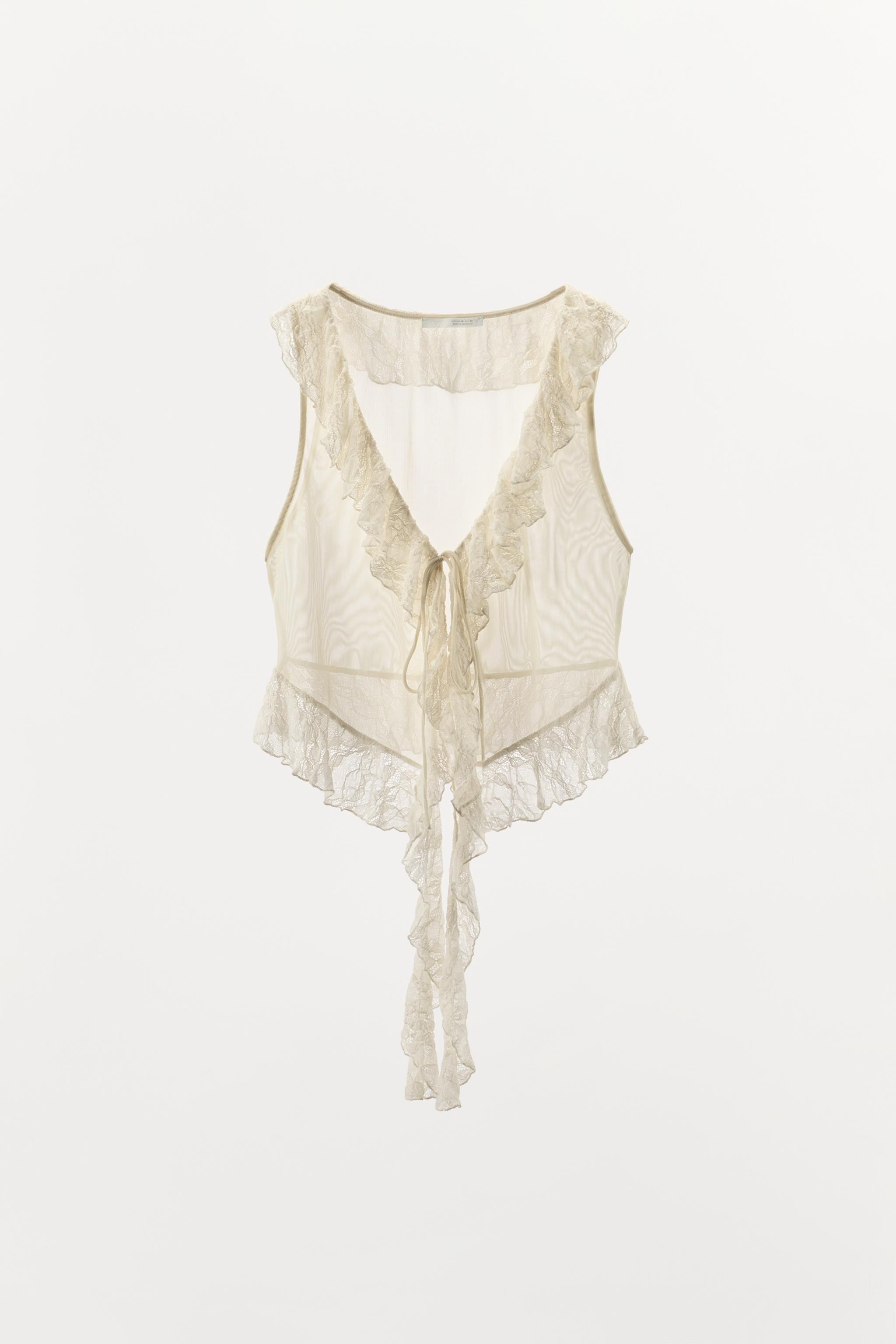 TOP WITH LACE AND RUFFLES | Zara UK
