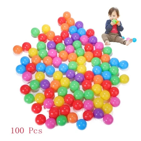 CJC 100 Pcs Plastic Ball Pit Balls with Storage Mesh Bag Crush Proof Balls Ocean Balls for Toddles B | Walmart (US)
