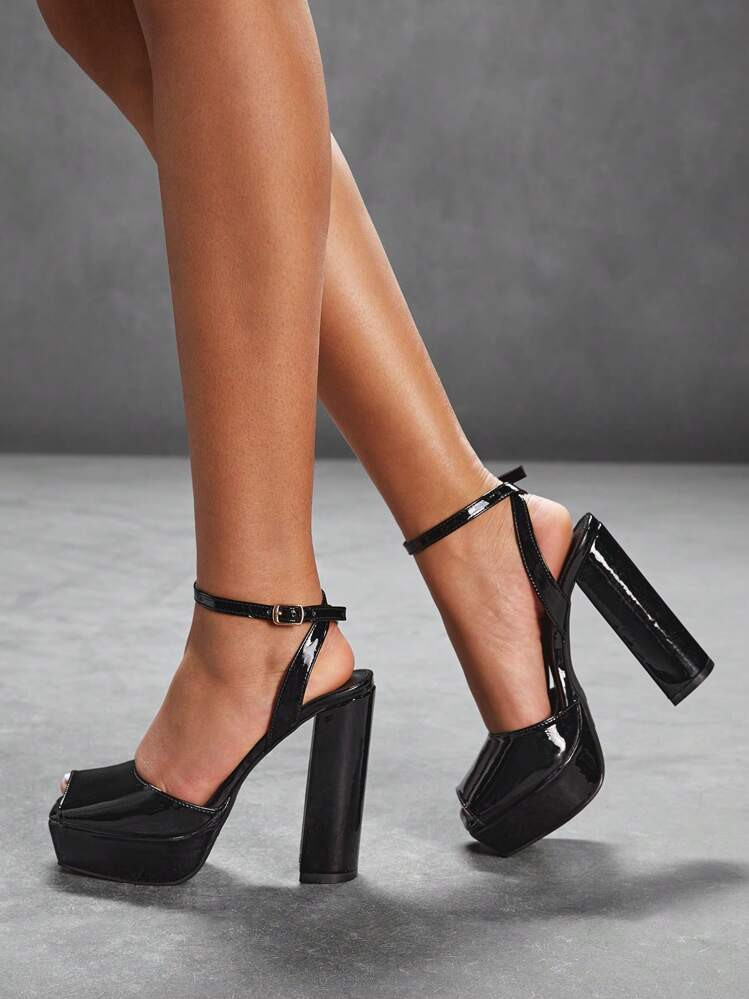 CUCCOO SZL Women's Square Toe Platform Thick High Heel Sandals | SHEIN