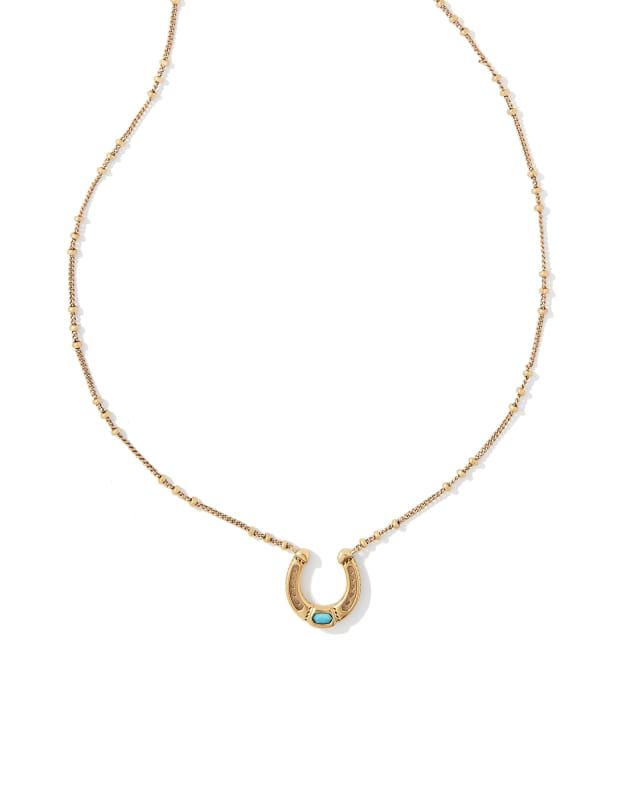 Noble Vintage Gold Horseshoe Pendant Necklace in Variegated Dark Teal Magnesite | Kendra Scott | Kendra Scott