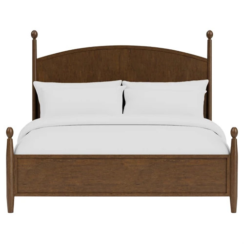 Hearth Updated Traditional Brown Wood Bed - Queen | Kathy Kuo Home