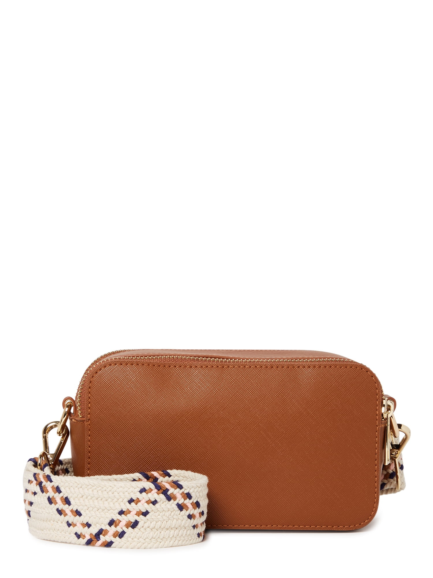 No Boundaries Women's Contemporary Camera Crossbody Handbag Cognac | Walmart (US)