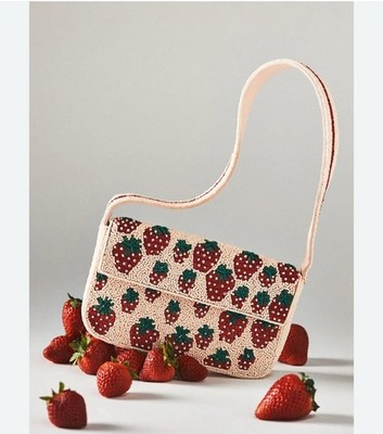 NEW Anthropologie Fiona Strawberry Field Beaded Bag Food Drink Edition | eBay US