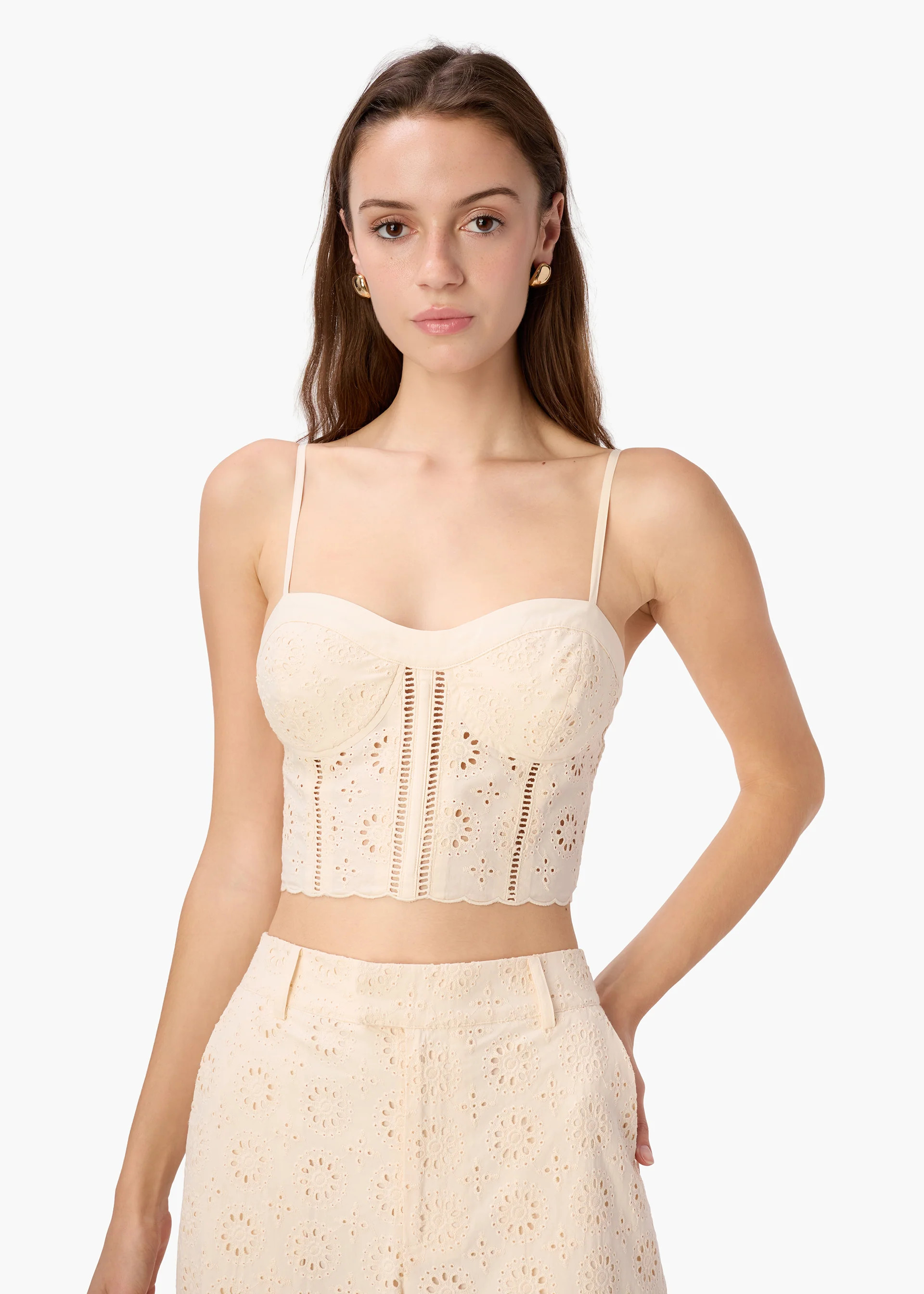 Sabia Cropped Corset Top Bone | CAMI NYC