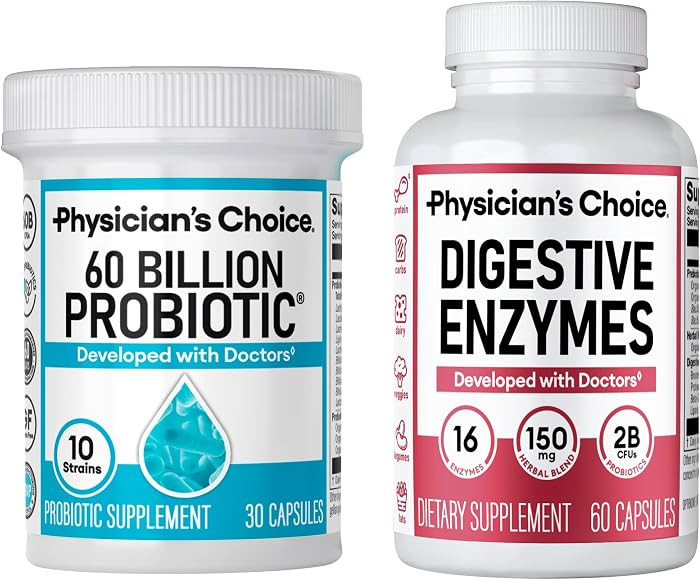 Physician's CHOICE Advanced Gut Health Bundle: 60 Billion Probiotics 30ct + Digestive Enzymes 60c... | Amazon (US)