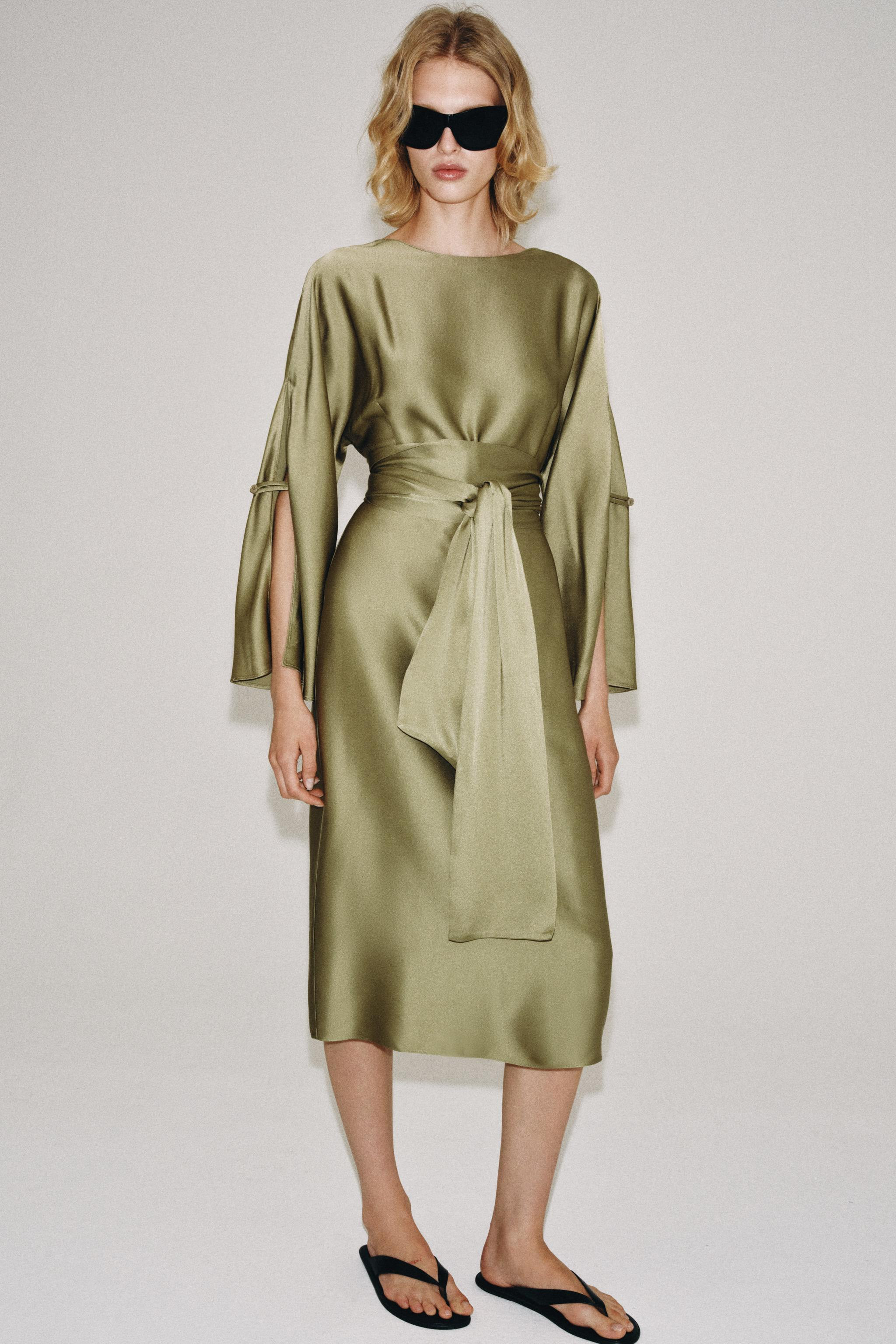 ZW COLLECTION SATIN EFFECT MIDI DRESS | Zara US