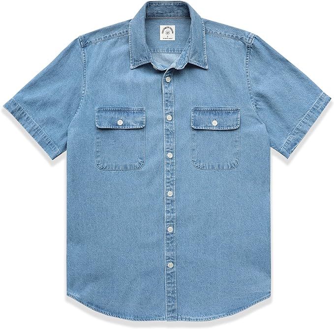 Dubinik®Mens Short Sleeve Button Down Shirts Denim Short Sleeve Shirt Men Two Pocket Western Sof... | Amazon (US)