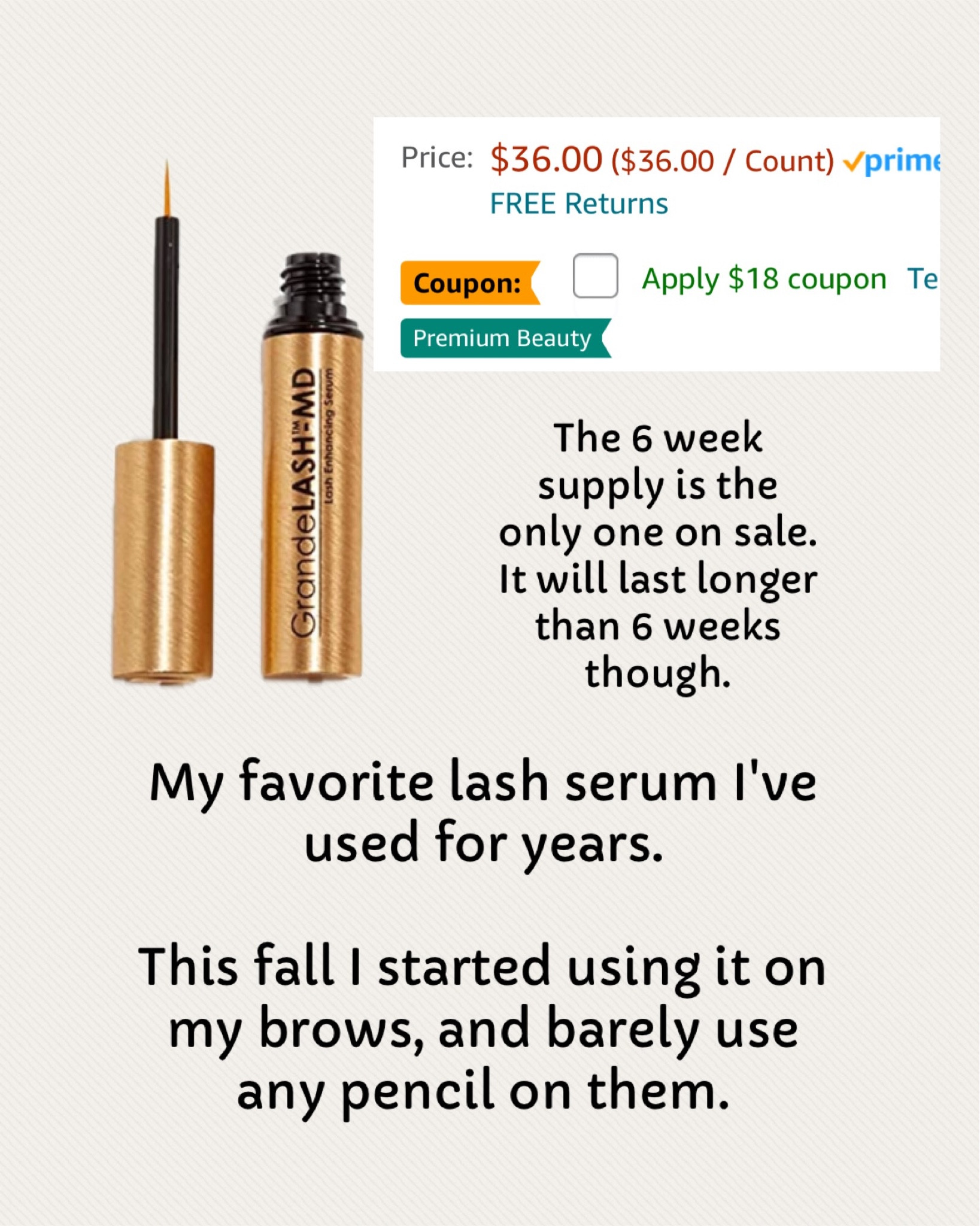 The best lash serum. 
I've used it for years on my lashes and recently started using it on my brows also. 
I don't use it every night, just a few times a week. 
Lasts longer than the bottle says 
Long lashes
Wedding lashes
Lashes for days 
Gifts for her 

#LTKwedding #LTKGiftGuide #LTKMostLoved
