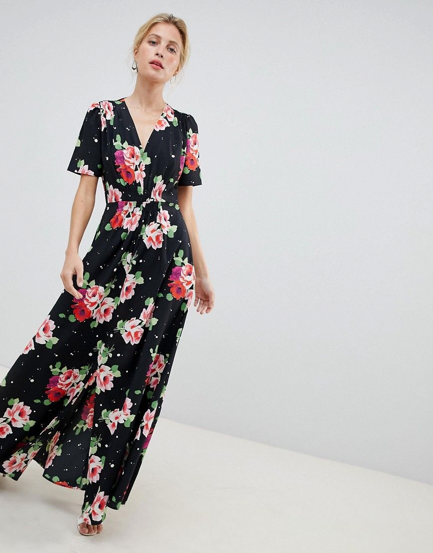 ASOS DESIGN maxi tea dress in floral print - Multi | ASOS US