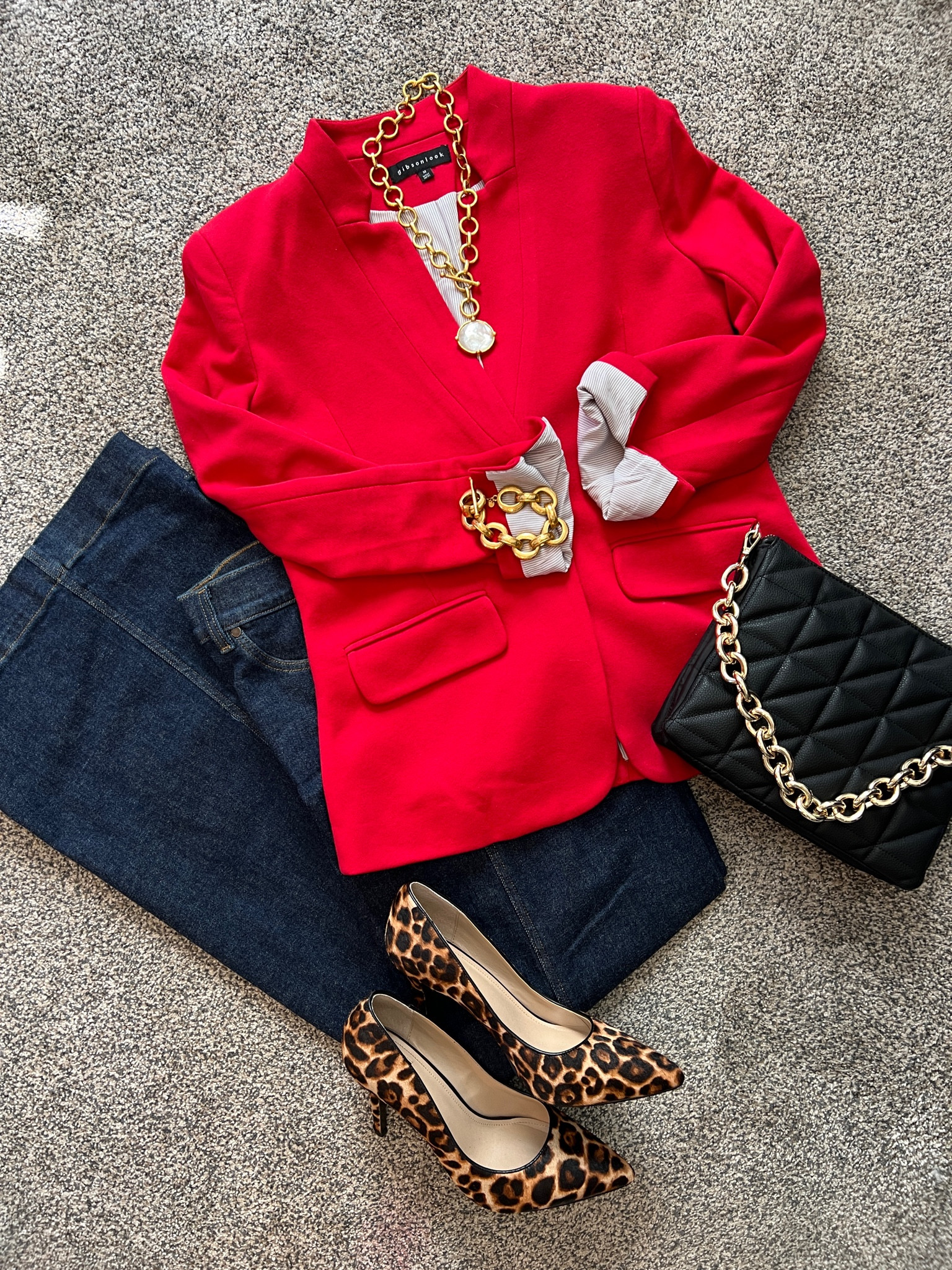 Staple wardrobe pieces perfect for:
Workwear/Valentines day/coffee date /meeting 

Gibsonlook notch blazer fits tts 
I wear a med 

Save 10% with code DARCY10

Julie Voz 
bracelet..go to arm stack
And statement necklace

Quilted black bag with gold chain (Chicos) sold out linked similar

Leopard heals Chicos (sold out) linked very similar 

Spanx denim wide leg I get med in these, sliming and figure flattering 

Spanx save 10% with code 
Deardarcyxspanx 


#LTKStyleTip #LTKOver40 #LTKWorkwear