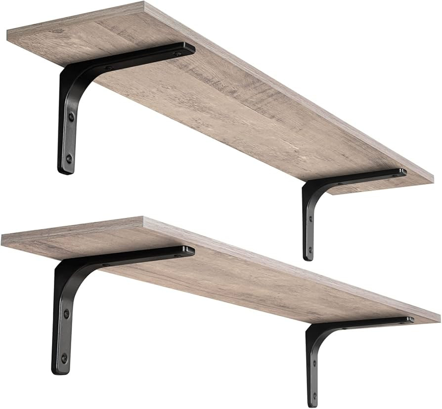 DINZI LVJ Long Wall Shelves, 39.4Inch Wall Mounted Shelves Set of 2, Extra Large Wall Storage Led... | Amazon (US)