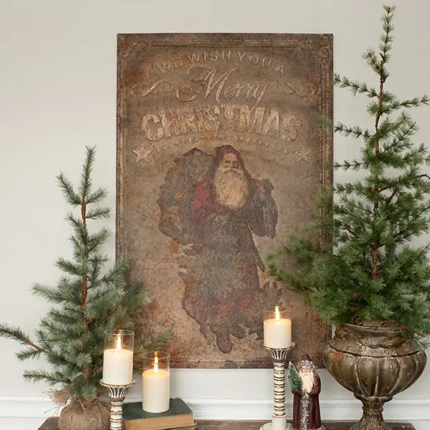 Vintage Inspired Santa Wall Sign | Antique Farm House