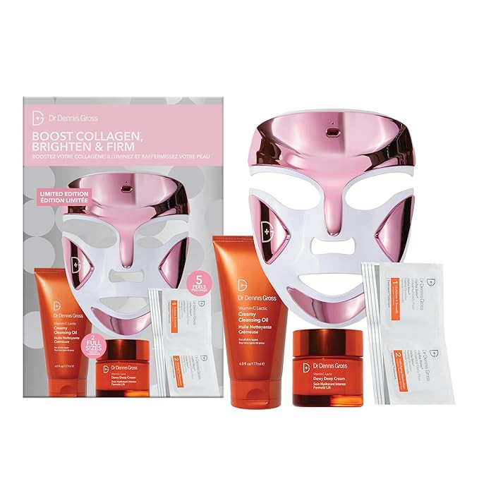 Dr. Dennis Gross Boost Collagen, Brighten & Firm Kit – Pink dpl Faceware Pro LED Device + Clean... | Amazon (US)