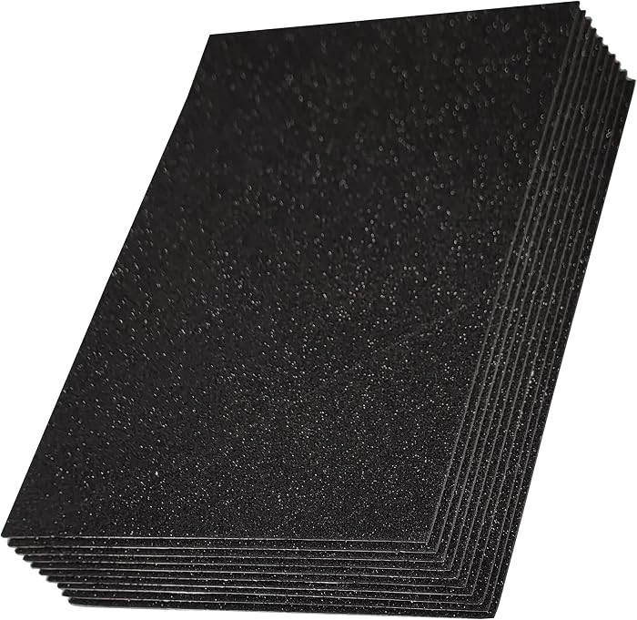 SALEMAR Black Sticky Glitter Foam Sheets for Craft, 10 Packs Thick Self-Adhesive Sparkle EVA Pape... | Amazon (US)