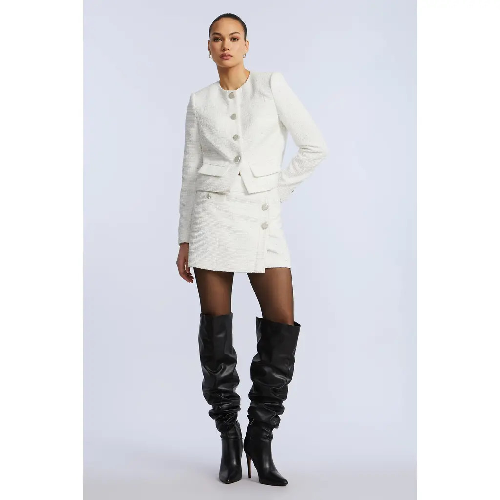 bcbg Tweed Wrap Short Skirt in White at Nordstrom, Size 2 | Nordstrom