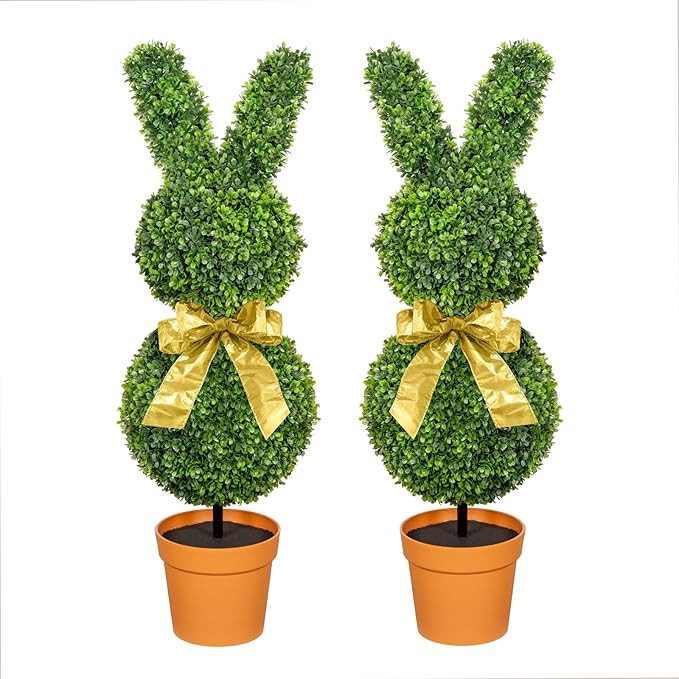 36inch Bunny Shaped Boxwood Topiary with Terracotta-Look Plastic Planter Pot, UV-Resistant Easter... | Amazon (US)