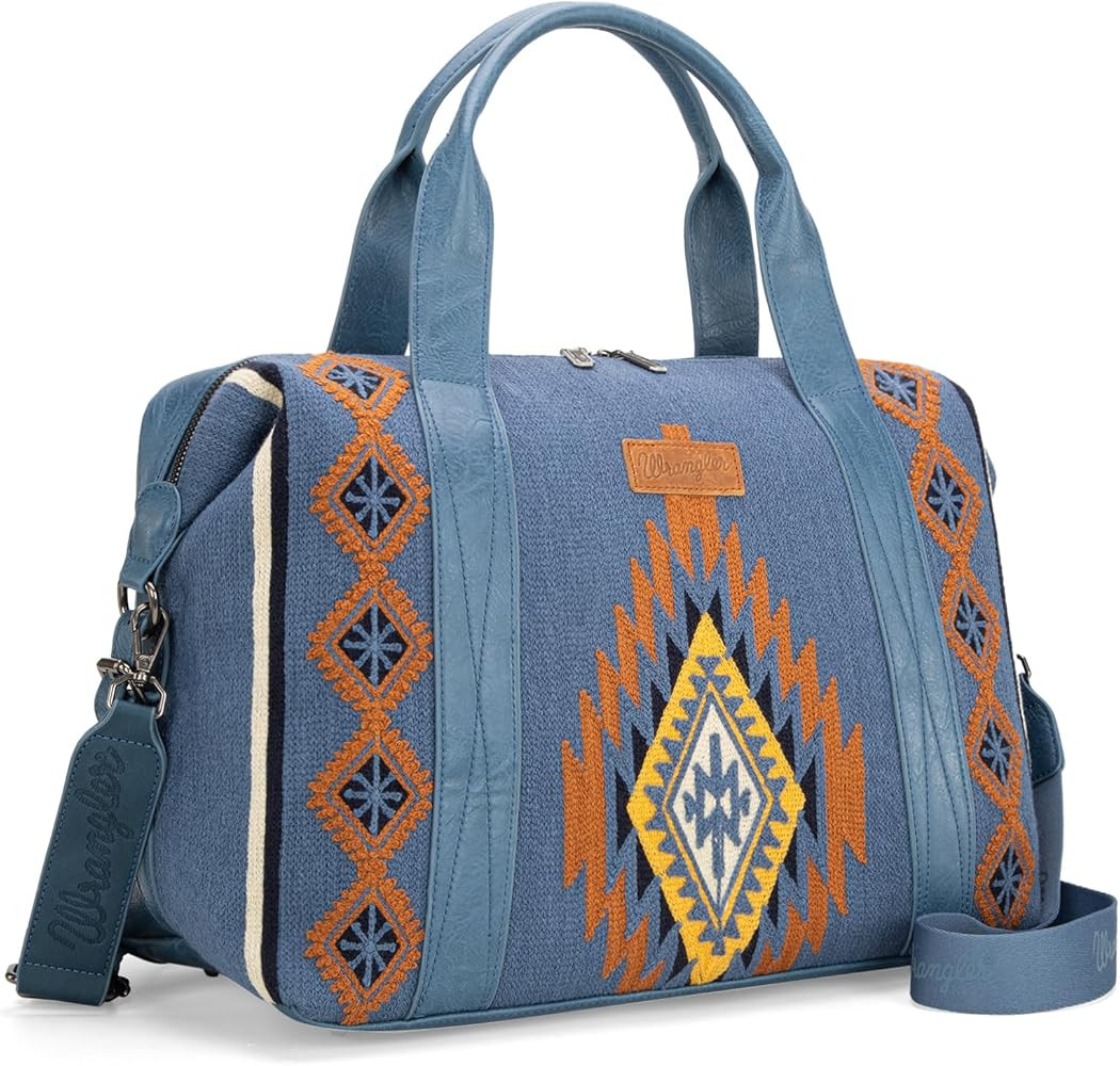 Wrangler Duffel Bag for Women Large Travel Weekender Bag Designer Tapestry Carry On Bags, Jean | Amazon (US)