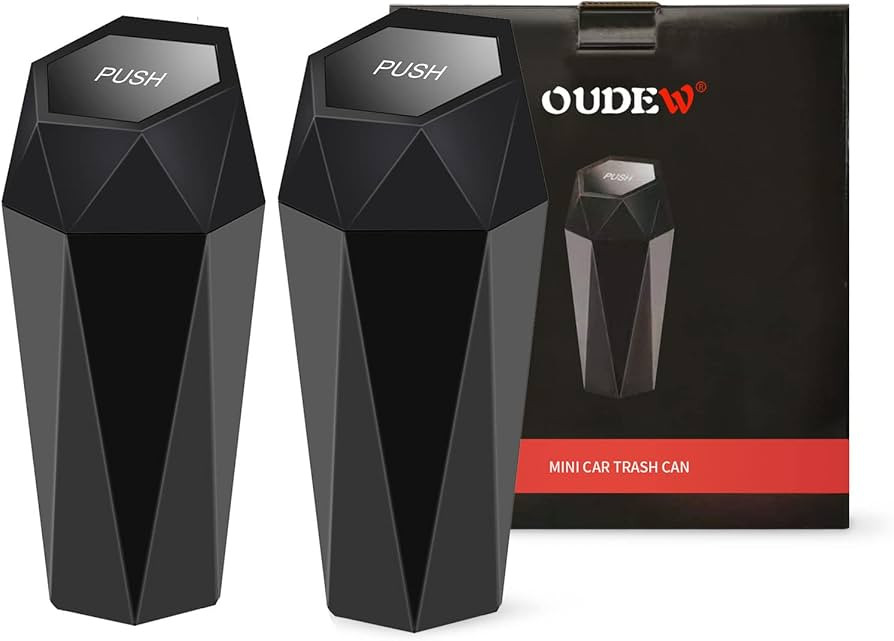OUDEW 2 Packs Car Trash Can with Lid, New Car Dustbin Diamond Design, Leakproof Vehicle Trash Bin... | Amazon (US)