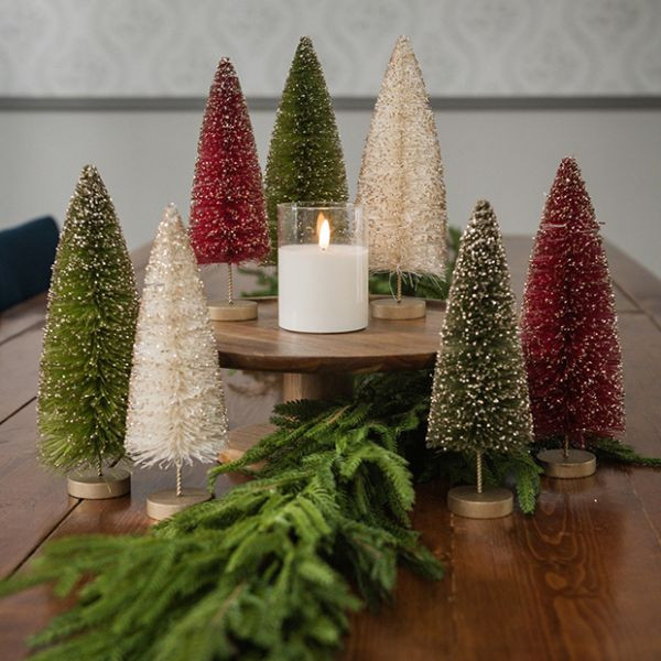 Shimmering Holiday Bottlebrush Tree Set of 7 | Antique Farm House