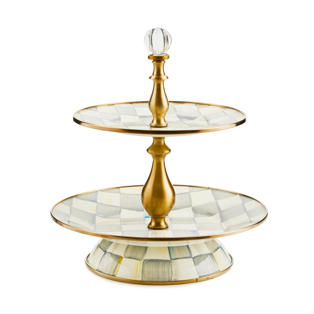 Sterling Check Two Tier Sweet Stand | MacKenzie-Childs