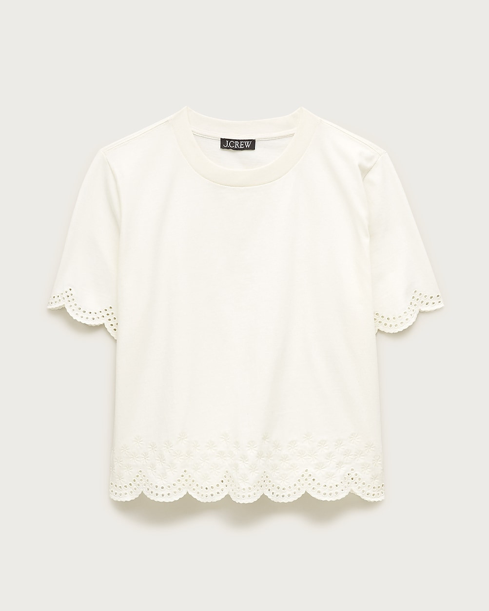 Premium-weight relaxed scalloped T-shirt | J. Crew US