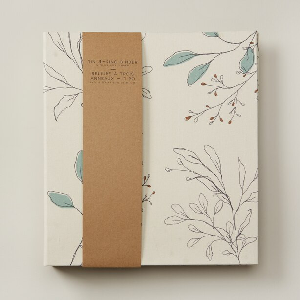 BINDER WITH DIVIDERS SET, CREAM FLORALS | Indigo (CA)